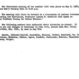 Announcements, 1962-05-03. ...