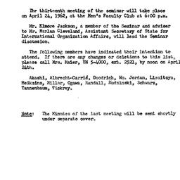 Announcements, 1962-04-19. ...