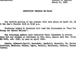 Announcements, 1962-03-27. ...