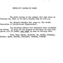 Announcements, 1962-02-21. ...