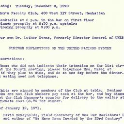 Announcements, 1970-12-08. ...