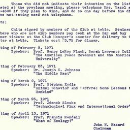 Announcements, 1971-01-12. ...