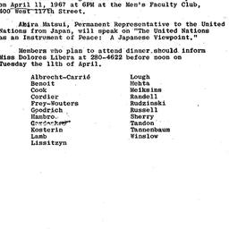 Announcements, 1967-04-11. ...