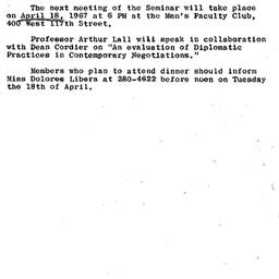 Announcements, 1967-04-18. ...