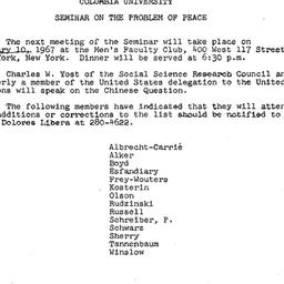 Announcements, 1967-01-10. ...