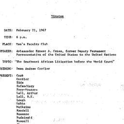 Minutes, 1967-02-21. The Pr...