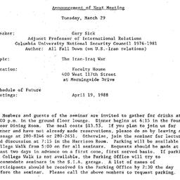 Announcements, 1988-03-29. ...