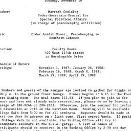 Announcements, 1987-11-10. ...
