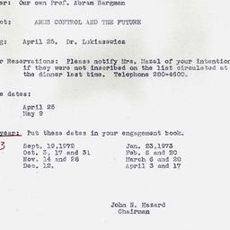 Announcements, 1972-04-11. ...