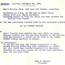 Announcements, 1971-11-23. ...