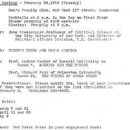 Announcements, 1972-02-22. ...