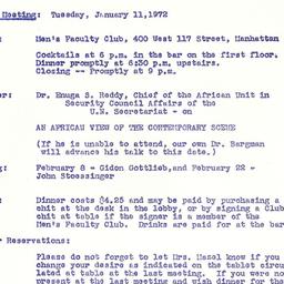 Announcements, 1972-01-11. ...