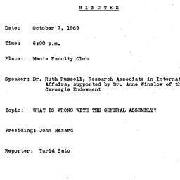 Minutes, 1969-10-07. The Pr...