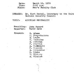 Minutes, 1970-03-10. The Pr...