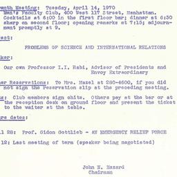 Announcements, 1970-04-14. ...