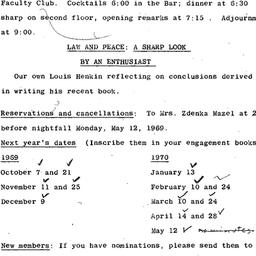 Announcements, 1970-05-13. ...