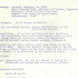 Announcements, 1970-02-10. ...