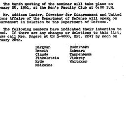 Announcements, 1961-02-23. ...