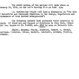 Announcements, 1961-02-09. ...