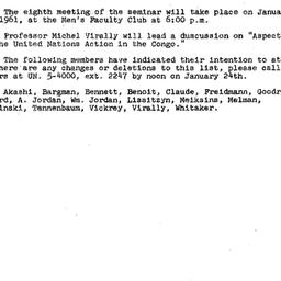 Announcements, 1961-01-19. ...
