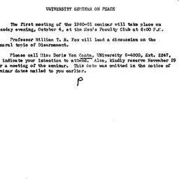 Announcements, 1960-10-04. ...