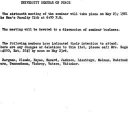Announcements, 1961-05-09. ...