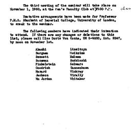 Announcements, 1960-10-26. ...