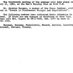 Announcements, 1961-04-05. ...
