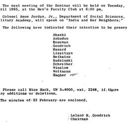 Announcements, 1965-04-20. ...