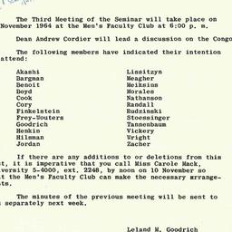 Announcements, 1964-10-28. ...