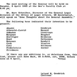 Announcements, 1965-04-06. ...