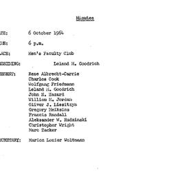 Minutes, 1964-10-06. The Pr...
