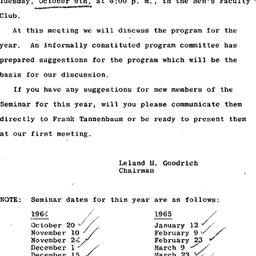 Announcements, 1964-10-06. ...