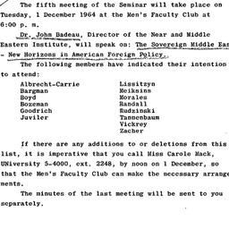 Announcements, 1964-12-01. ...