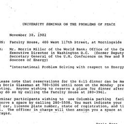 Announcements, 1982-11-30. ...