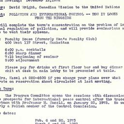Announcements, 1972-12-12. ...