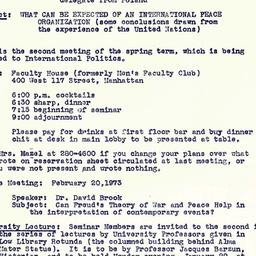 Announcements, 1973-02-06. ...