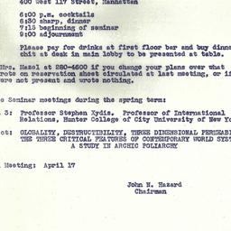 Announcements, 1972-03-20. ...