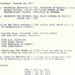 Announcements, 1973-01-23. ...