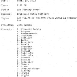 Minutes, 1973-04-17. The Pr...