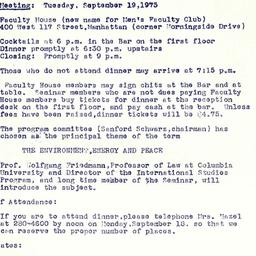 Announcements, 1972-09-19. ...