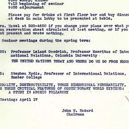 Announcements, 1973-03-06. ...