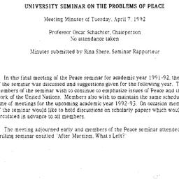 Announcements, 1992-04-07. ...