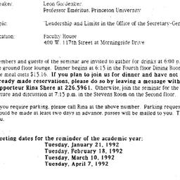 Announcements, 1991-12-10. ...