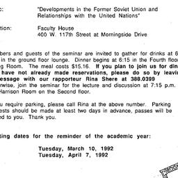 Announcements, 1992-02-18. ...