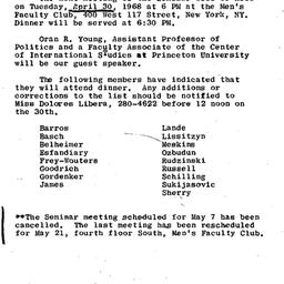Announcements, 1968-04-30. ...