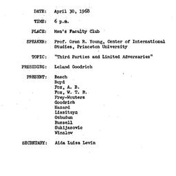 Minutes, 1968-04-30. The Pr...