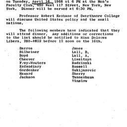 Announcements, 1968-04-16. ...