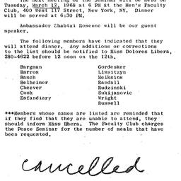 Announcements, 1968-03-12. ...