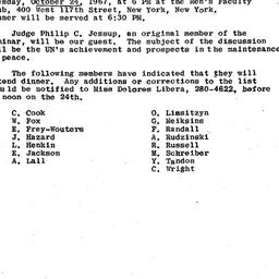 Announcements, 1967-10-24. ...